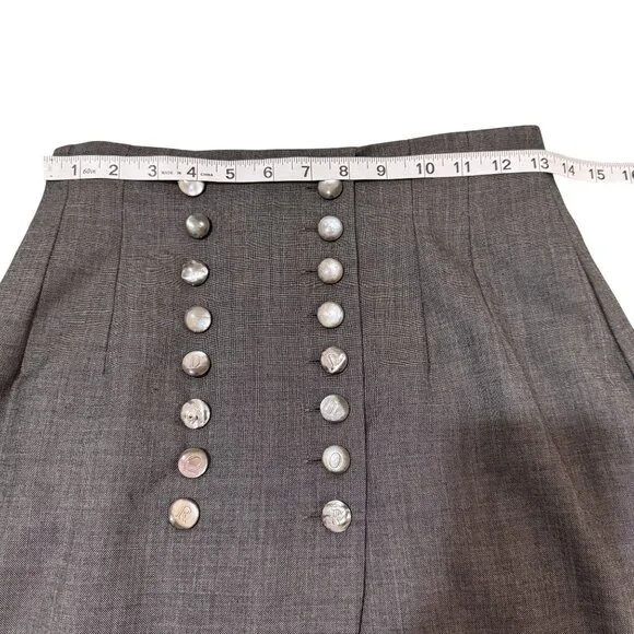 Vintage Christian Dior Womens Gray 90s Tailored Front Button Mini Skirt Size 10 - Picture 5 of 8